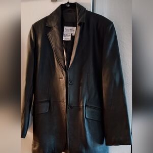 Lambskin Black Leather Blazer size M